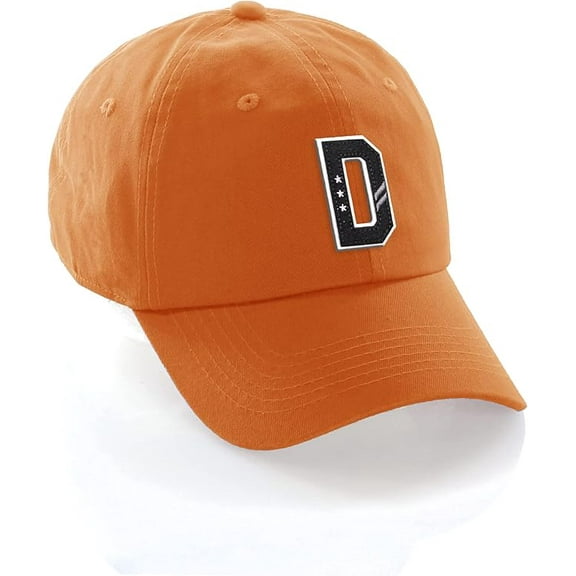 Daxton 3D Custom Alphabet AZ Letter Numbers Initial Baseball Dad Hat- Orange, Letter D
