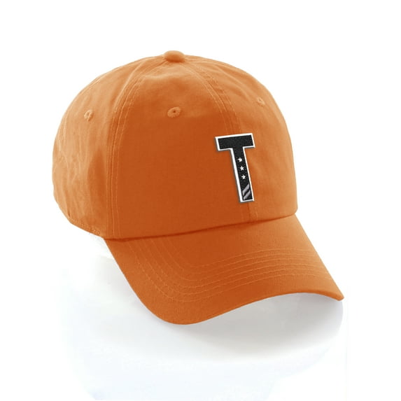 Daxton 3D Custom Alphabet AZ Letter Numbers Initial Baseball Dad Hat- Orange, Letter T
