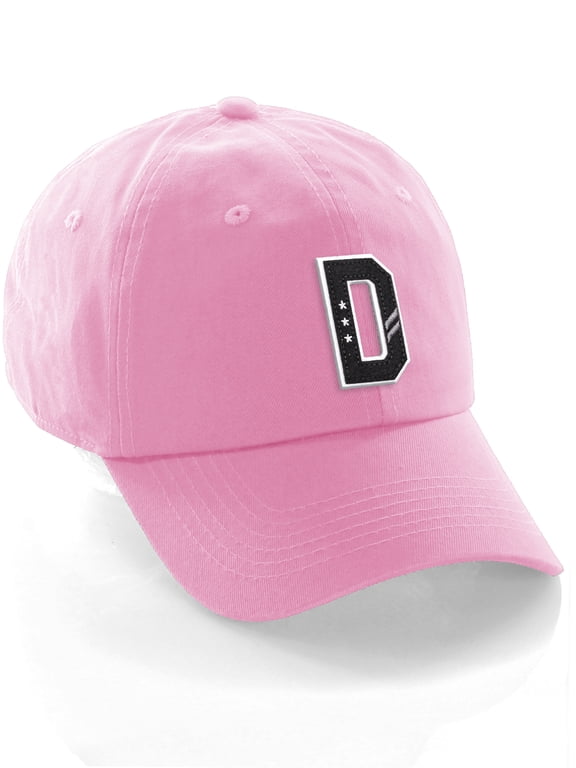 3D Custom Alphabet AZ Letter Numbers Initial Baseball Dad Hat- Pink, Letter D