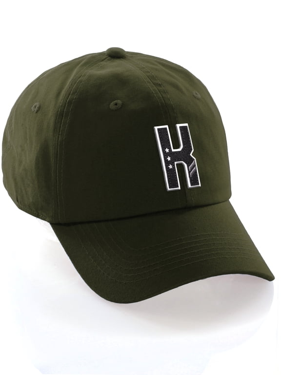 3D Custom Initial Baseball Dad Hat- Olive