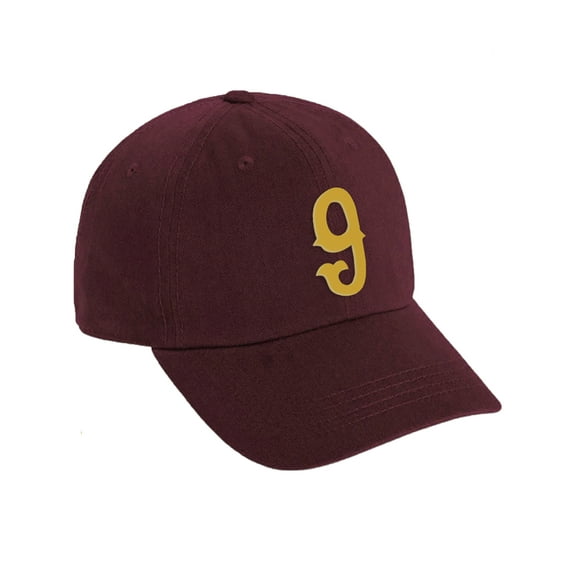Daxton 3D Vintage Custom Number Low Profile Adjustable Baseball Dad Hat Cap, Burgundy Gold, 9
