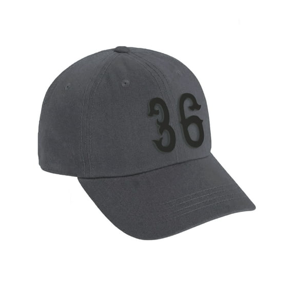 Daxton 3D Vintage Custom Number Low Profile Adjustable Baseball Dad Hat Cap, Charcoal Black, 36