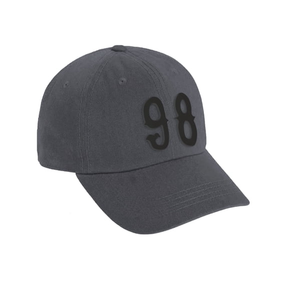 Daxton 3D Vintage Custom Number Low Profile Adjustable Baseball Dad Hat Cap, Charcoal Black, 98