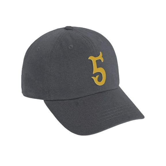 Daxton 3D Vintage Custom Number Low Profile Adjustable Baseball Dad Hat Cap, Charcoal Gold, 5