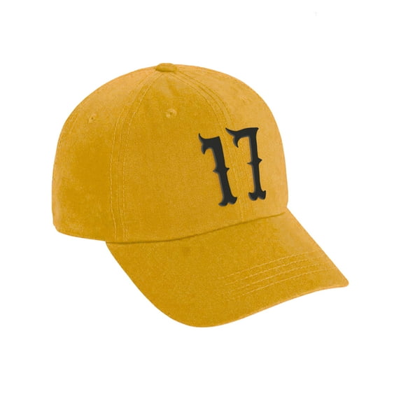 Daxton 3D Vintage Custom Number Low Profile Adjustable Baseball Dad Hat Cap, Gold Black, 17