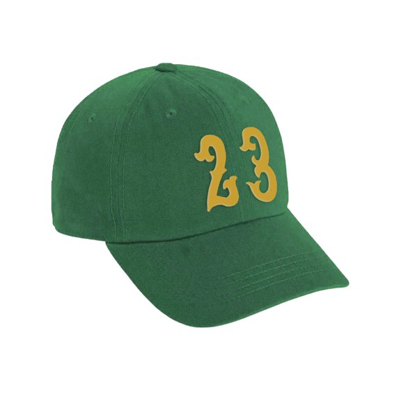 Daxton 3D Vintage Custom Number Low Profile Adjustable Baseball Dad Hat Cap, Kelly Gold, 23