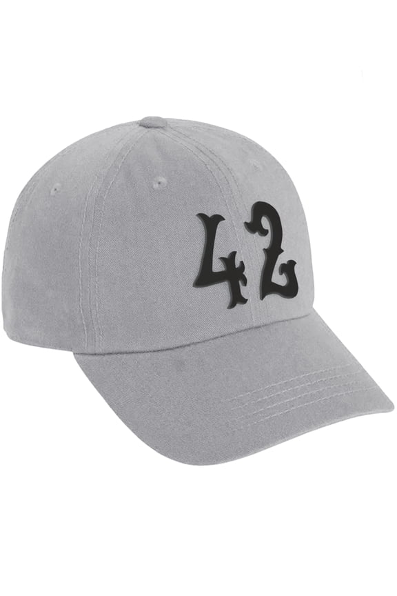 3D Vintage Custom Number Low Profile Adjustable Baseball Dad Hat Cap, Light Grey Black, 42