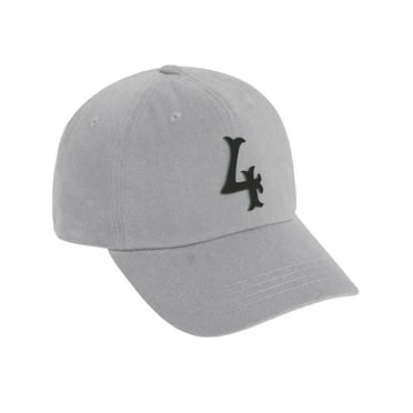 Daxton 3D Vintage Custom Number Low Profile Adjustable Baseball Dad Hat Cap, Light Grey Black, 4