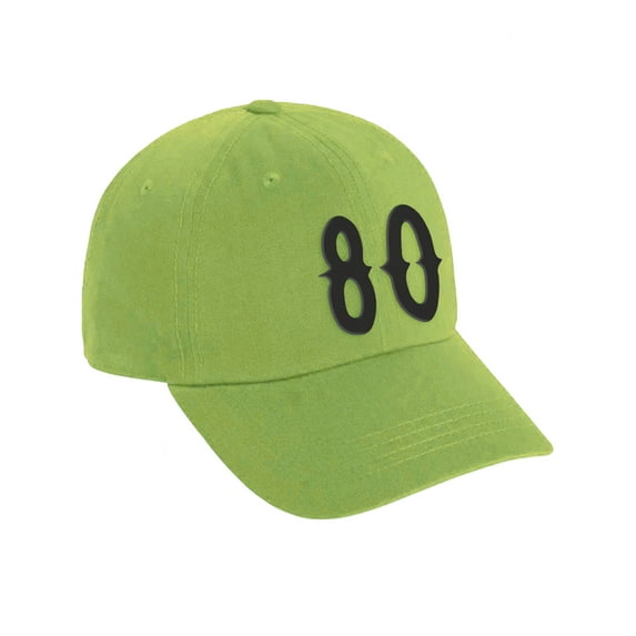 Daxton 3D Vintage Custom Number Low Profile Adjustable Baseball Dad Hat Cap, Lime Black, 80