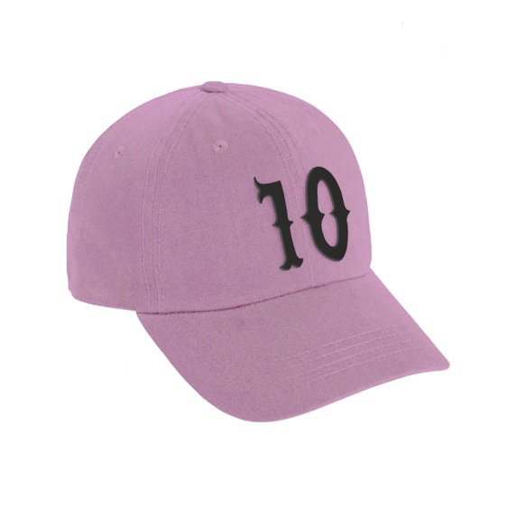 Daxton 3D Vintage Custom Number Low Profile Adjustable Baseball Dad Hat Cap, Pink Black, 10
