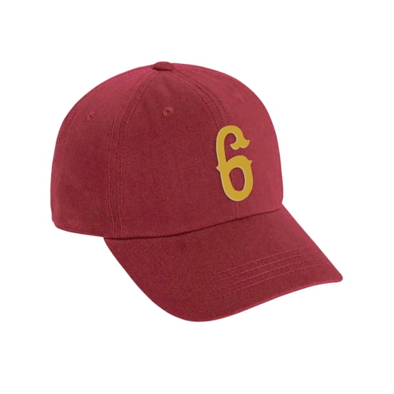 Daxton 3D Vintage Custom Number Low Profile Adjustable Baseball Dad Hat Cap, Red Gold, 6