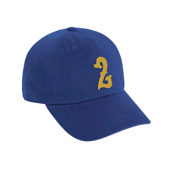 Daxton 3D Vintage Custom Number Low Profile Adjustable Baseball Dad Hat Cap, Royal Gold, 2
