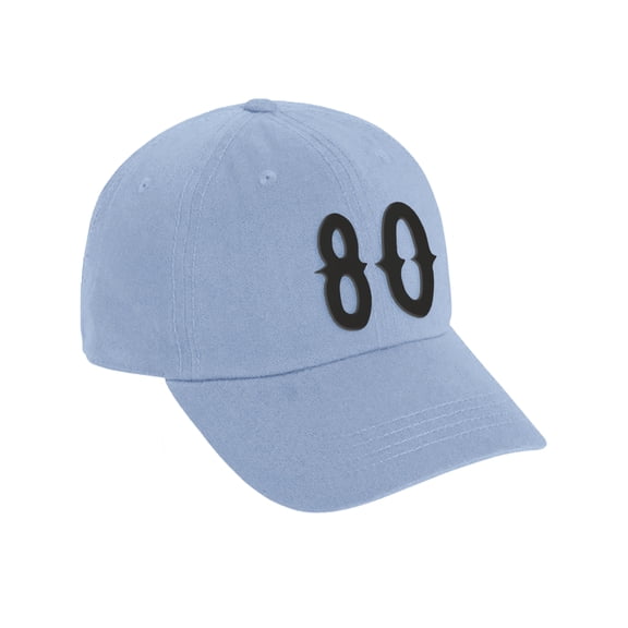 Daxton 3D Vintage Custom Number Low Profile Adjustable Baseball Dad Hat Cap, Sky Black, 80