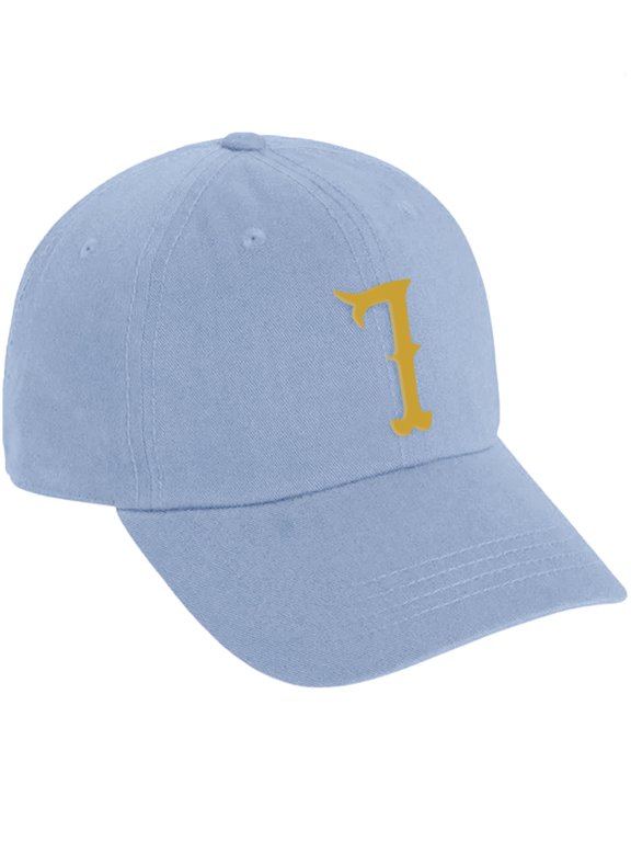 3D Vintage Custom Number Low Profile Adjustable Baseball Dad Hat Cap, Sky Gold, 7