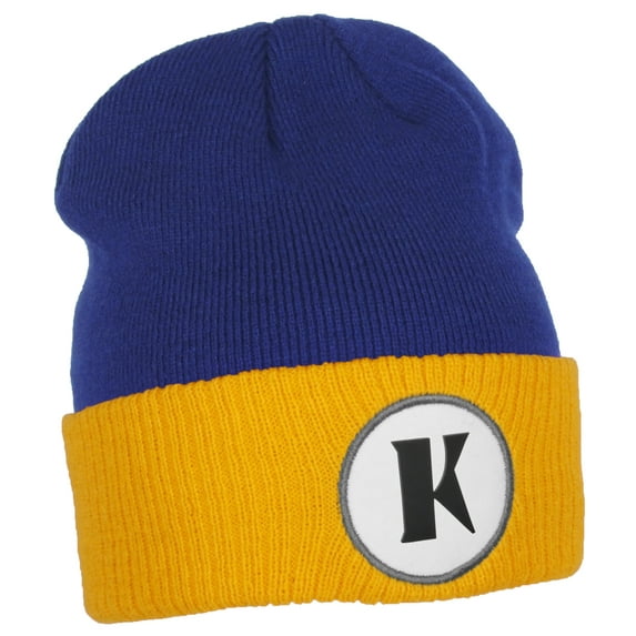 Daxton A to Z Initial Letter Cuffed Hat Beanie Warm Knit Skull Cap (Royal Gold, Letter K)