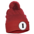 thumbnail image 1 of Daxton A to Z Initial Letter Cuffed PomPom Hat Beanie Warm Knit Skull Cap (Red, Letter I), 1 of 2