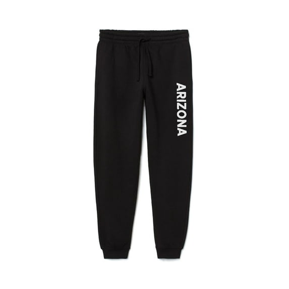 Daxton Adult Unisex Basic Black Jogger Sweatpants USA Cities States White Letters - Arizona, L