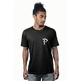 thumbnail image 1 of Daxton Adult Unisex Black Tshirt Custom White Old English Numbers and Letters, Letter P, 3X-Large, 1 of 2