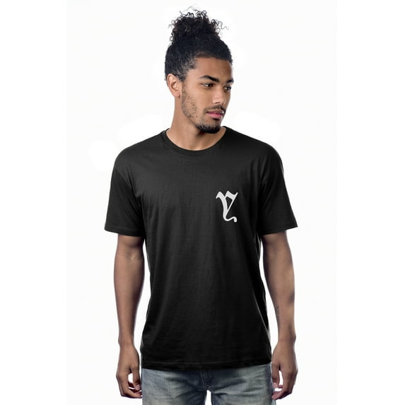 Daxton Adult Unisex Black Tshirt Custom White Old English Numbers and Letters, Letter Y, XSmall