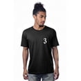 thumbnail image 1 of Daxton Adult Unisex Black Tshirt Custom White Old English Numbers and Letters, Number 3, Large, 1 of 2