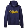 thumbnail image 1 of Daxton Adult Unisex Pullover USA Cities State Script Hoodie Fleece Sweatshirt, California Navy Gold, S, 1 of 2