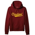 thumbnail image 1 of Daxton Adult Unisex Pullover USA Cities State Script Hoodie Fleece Sweatshirt, Cleveland Burgundy Gold, 2XL, 1 of 2