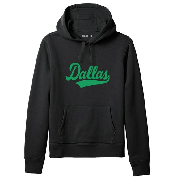 Daxton Adult Unisex Pullover USA Cities State Script Hoodie Fleece Sweatshirt, Dallas Black Green, 2XL