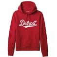 thumbnail image 1 of Daxton Adult Unisex Pullover USA Cities State Script Hoodie Fleece Sweatshirt, Detroit Red White, XL, 1 of 2