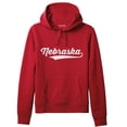 thumbnail image 1 of Daxton Adult Unisex Pullover USA Cities State Script Hoodie Fleece Sweatshirt, Nebraska Red White, L, 1 of 2