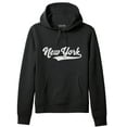 thumbnail image 1 of Daxton Adult Unisex Pullover USA Cities State Script Hoodie Fleece Sweatshirt, New York Black White, 3XL, 1 of 2