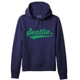 thumbnail image 1 of Daxton Adult Unisex Pullover USA Cities State Script Hoodie Fleece Sweatshirt, Seattle Navy Green, XS, 1 of 2