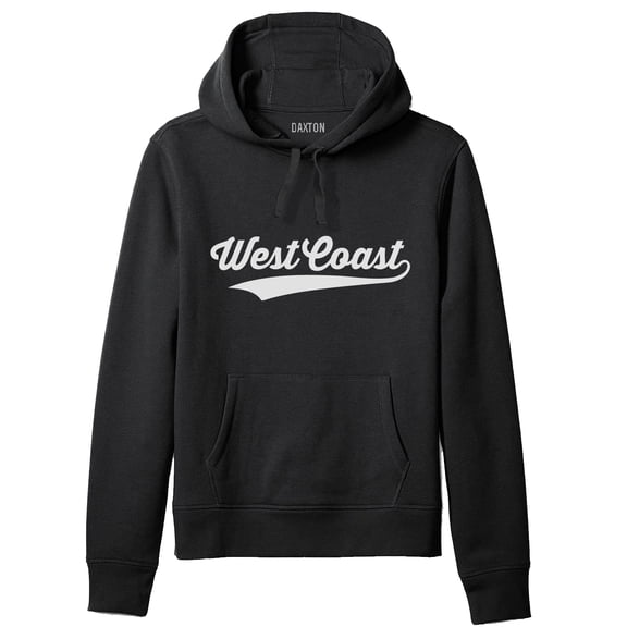 Daxton Adult Unisex Pullover USA Cities State Script Hoodie Fleece Sweatshirt, West Coast Black White, XL