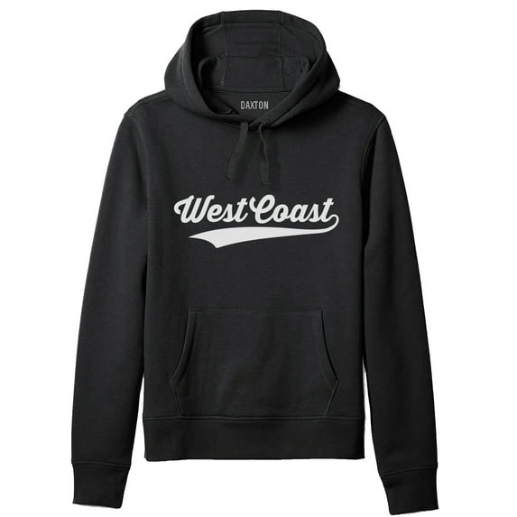 Daxton Adult Unisex Pullover USA Cities State Script Hoodie Fleece Sweatshirt, West Coast Black White, XS