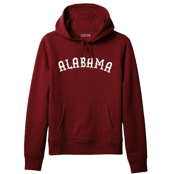 Daxton Adult Unisex Pullover USA Cities States Comfort Hoodie Fleece Sweatshirt, Alabama Burgundy White, Medium