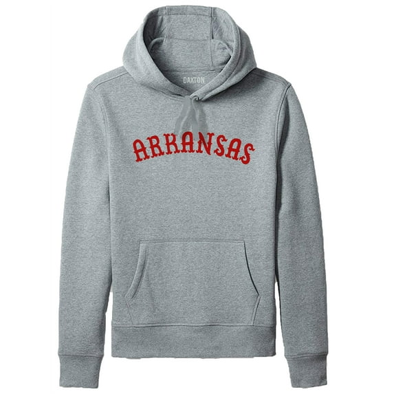 Daxton Adult Unisex Pullover USA Cities States Comfort Hoodie Fleece Sweatshirt, Arkansas Hgray Red, Small