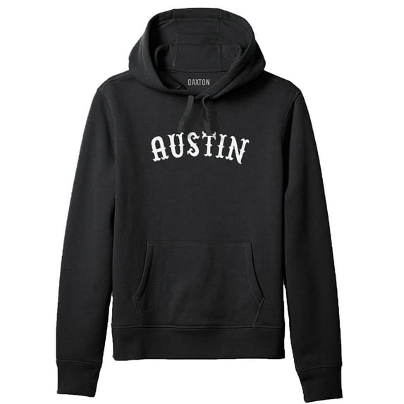 Daxton Adult Unisex Pullover USA Cities States Comfort Hoodie Fleece Sweatshirt, Austin Black White, 3XL