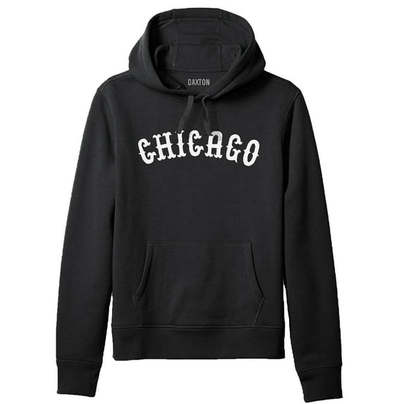 Daxton Adult Unisex Pullover USA Cities States Comfort Hoodie Fleece Sweatshirt, Chicago Black White, 1XL