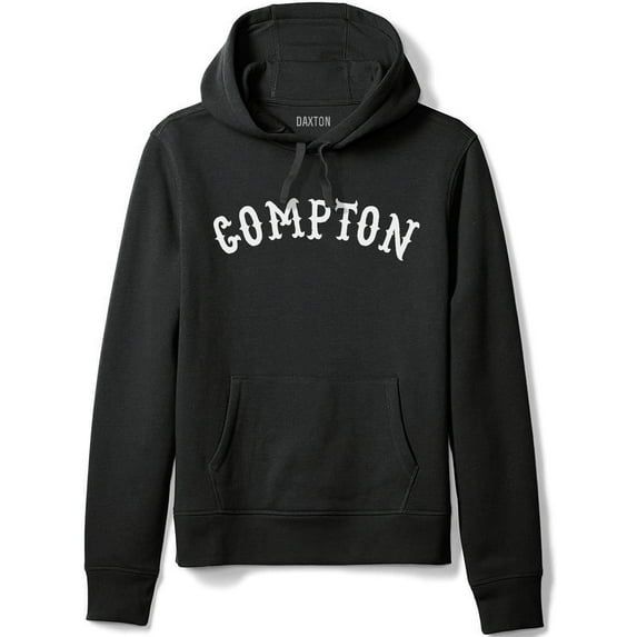 Daxton Adult Unisex Pullover USA Cities States Comfort Hoodie Fleece Sweatshirt, Compton Black White, 1XL