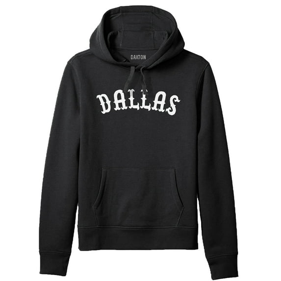 Daxton Adult Unisex Pullover USA Cities States Comfort Hoodie Fleece Sweatshirt, Dallas Black White, 3XL