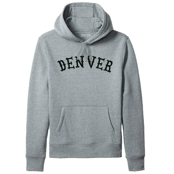 Daxton Adult Unisex Pullover USA Cities States Comfort Hoodie Fleece Sweatshirt, Denver Hgray Black, XS
