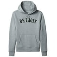 thumbnail image 1 of Daxton Adult Unisex Pullover USA Cities States Comfort Hoodie Fleece Sweatshirt, Detroit Hgray Black, Large, 1 of 1