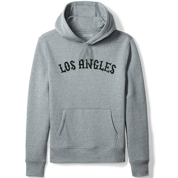 Daxton Adult Unisex Pullover USA Cities States Comfort Hoodie Fleece Sweatshirt, Los Angeles Hgray Black, Large