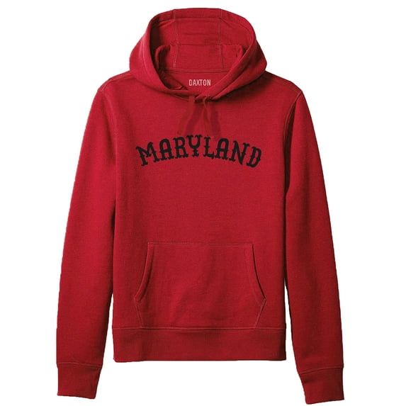 Daxton Adult Unisex Pullover USA Cities States Comfort Hoodie Fleece Sweatshirt, Maryland Red Black, 3XL