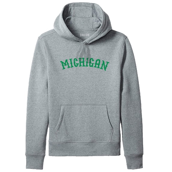 Daxton Adult Unisex Pullover USA Cities States Comfort Hoodie Fleece Sweatshirt, Michigan Hgray Green, XS