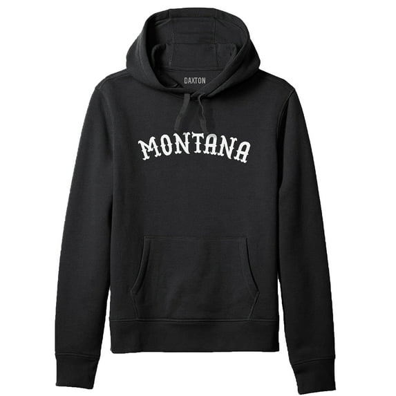 Daxton Adult Unisex Pullover USA Cities States Comfort Hoodie Fleece Sweatshirt, Montana Black White, 1XL