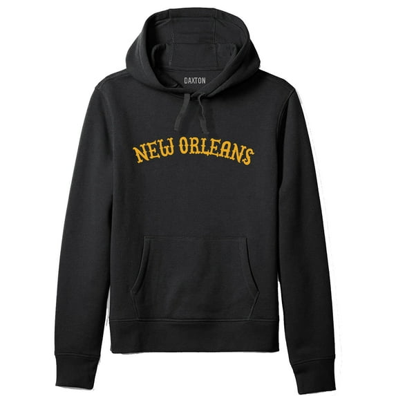 Daxton Adult Unisex Pullover USA Cities States Comfort Hoodie Fleece Sweatshirt, New Orleans Black Gold, Small