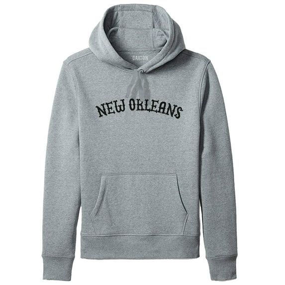 Daxton Adult Unisex Pullover USA Cities States Comfort Hoodie Fleece Sweatshirt, New Orleans Hgray Black, Medium
