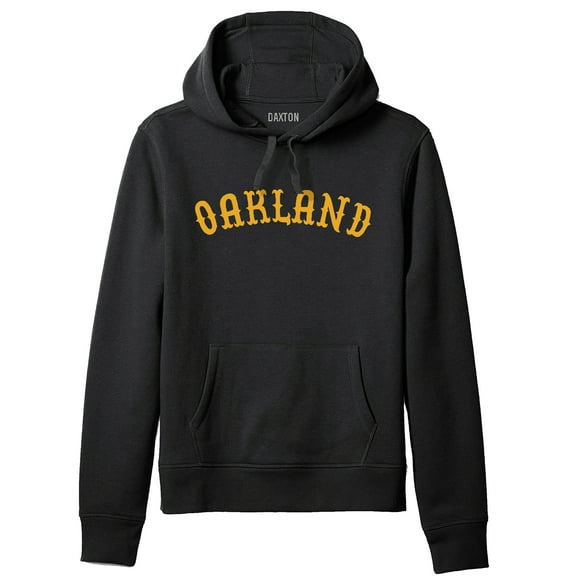 Daxton Adult Unisex Pullover USA Cities States Comfort Hoodie Fleece Sweatshirt, Oakland Black Gold, Large