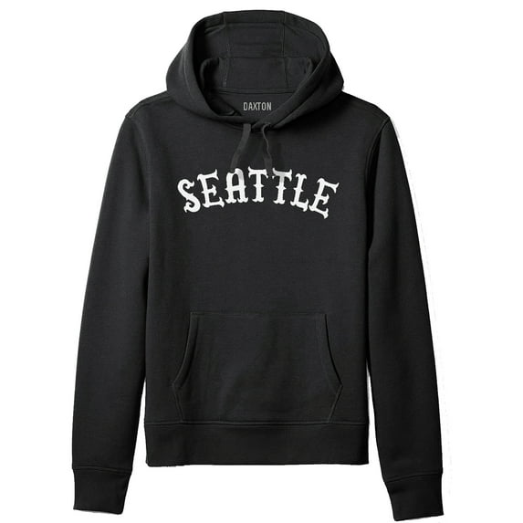 Daxton Adult Unisex Pullover USA Cities States Comfort Hoodie Fleece Sweatshirt, Seattle Black White, XS