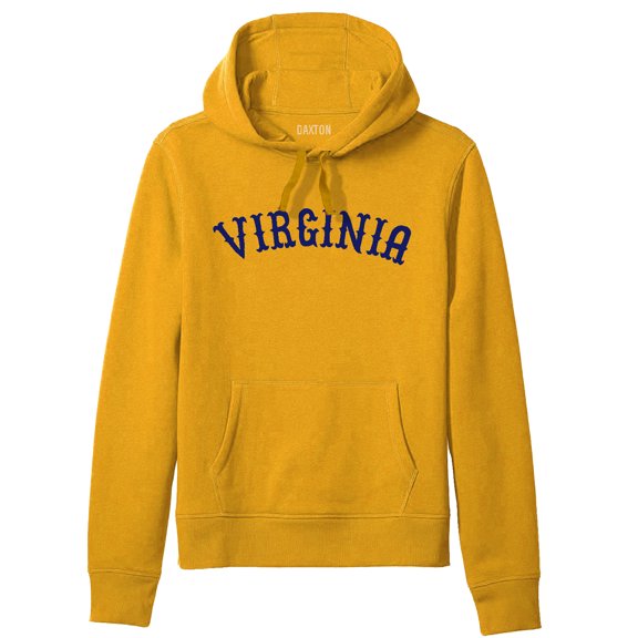 Daxton Adult Unisex Pullover USA Cities States Comfort Hoodie Fleece Sweatshirt, Virginia Gold Navy, 1XL